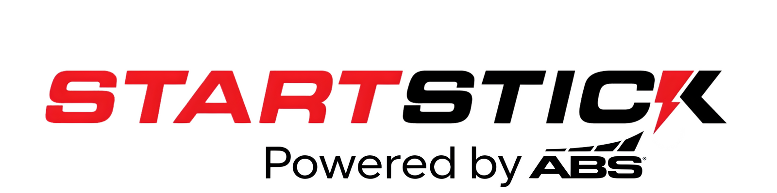 STARTSTICK logo in red and black with the text 'Powered by ABS' underneath on a white background.